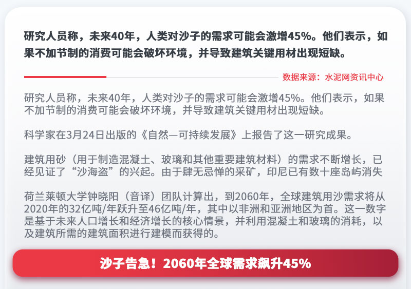 沙子告急！2060年全球需求飆升45%
